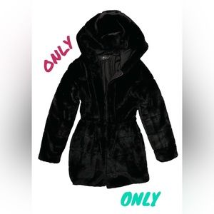 ONLY Faux Fur Hoodie Coat size S